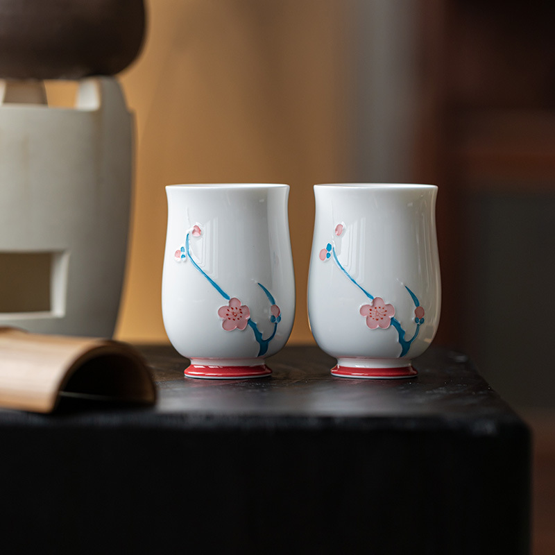 皓澜堆绘冰梅闻香杯中式家用茶杯主人杯女士高端个人专用品茗杯